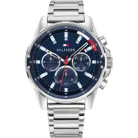 Tommy Hilfiger Analoog horloge 'Mason' donkerblauw / watermeloen rood / zilver / wit