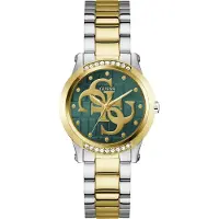 GUESS Analoog horloge 'TREND' smaragd / zwart / zilver / transparant