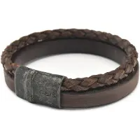 Josh Heren Dubbele Leren Armband Vintage Bruin | 09264-BRA