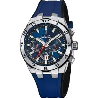 Festina chrono bike quartz blauw heren horloge met blauwe wijzerplaat & rubber band