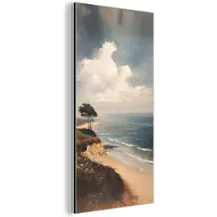MuchoWow Aluminium schilderij 20x40 cm - Wanddecoratie metaal - Klif - Zee - Boom - Metalen muurdecoratie woonkamer - Decoratie industrieel - Foto op dibond - Industriële accessoires slaapkamer