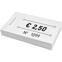 Combicraft consumptiebonnen in boekjes 50x30mm met eurobedrag 2,50 in wit - 5 boekjes met in totaal 250 bonnen
