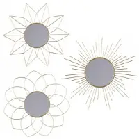 Natural Living Wandspiegel set Sunflower - goud - 3-delig - metaal - rond - 3x D25cm