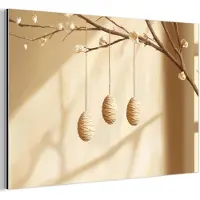 MuchoWow Aluminium schilderij 30x20 cm - Wanddecoratie metaal - Beige - Paastak - Eieren - Metalen muurdecoratie woonkamer - Decoratie industrieel - Foto op dibond - Industriële accessoires slaapkamer