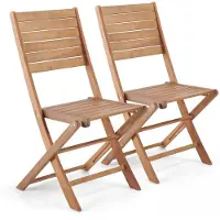 Oviala - Set van 2 inklapbare houten stoelen van eucalyptus - Canet