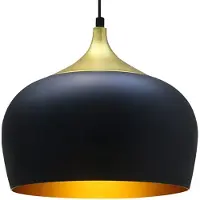 Bamyum Hanglamp Keukenlamp Hangend I Kreis I Ø30 cm E27 Metalen Retro Hanglamp Voor Alle Kamers - Zwart Gouden