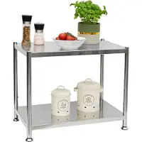 Shelfr 60kg Roestvrij Stalen Plank met 2 Niveaus - Heavy Duty Rek 61x36x50 Metalen Legplank Opbergrek