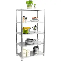 Shelfr 200kg Roestvrij Stalen Plank met 5 Niveaus - Heavy Duty Rek 74x41x140 Metalen Legplank Opbergrek