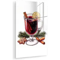 MuchoWow Glasschilderij 120x180 cm - Schilderij acrylglas - Wijn - Drinken - Gluhwein - Winter - Illustratie - Kerst - Foto op glas - Muurdecoratie woonkamer - Wanddecoratie slaapkamer - Schilderijen