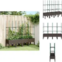 vidaXL Plantenbak met latwerk 160x40x142,5 cm polypropeen bruin