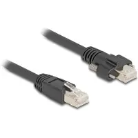 DeLOCK Cable RJ45 plug to RJ45 plug with screw distance 20 mm for GigE Camera Cat.6A S/FTP 1 m black