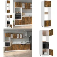 vidaXL Ombouwmeubel voor magnetron, gerookt eikenhout, 60x57x207 cm, houtvezel - Ombouwmeubel voor magnetron - Ombouwmeubels voor magnetrons - Keukenmeubel - Professioneel meubel voor de horeca