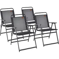 Costway Set van 4 tuinstoelen, hoge rugleuning, klapstoelen met armleuningen, balkonstoelen met ademende stof, terrasstoelen voor balkon, tuin, achtertuin