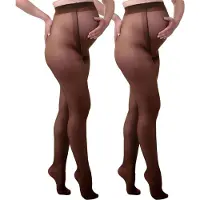 Mamsy - 2-Pack Comfortabele Sheer Zwangerschapspanty 20den - Bruin - S