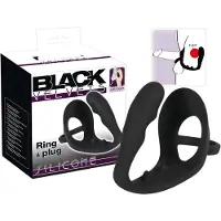 Black Velvets - anale dildo + penis- en balring (zwart)
