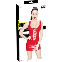 Black Level - lak mini-jurk met vetersluiting - rood - M