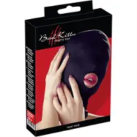 Bad Kitty – Bondage Gezicht Masker met Mond Opening en Elastisch - Zwart