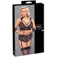 Cottelli Bondage Plus Size - kanten beha set (zwart) - 4XL