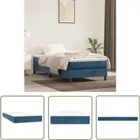 vidaXL Matras - Pocketveringmatras - Pocketveringmatras 80x220x20 cm fluweel donkerblauw - Fluweel - Slapen - Nacht