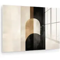 MuchoWow Glasschilderij 180x120 cm - Schilderij acrylglas - Geometrische - Vormen - Wit - Foto op glas - Muurdecoratie woonkamer - Wanddecoratie slaapkamer - Schilderijen