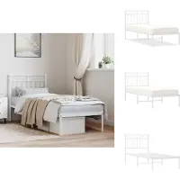 vidaXL Bedframe met hoofdbord metaal wit 80x200 cm