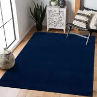 Muratap Uni effen laagpolig vloerkleed modern donker navy- 300x400 cm