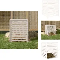 vidaXL Compostbak - Compostbakken - Composter - Tuincompostbak - Compostbak 82,5x82,5x99,5 cm massief grenenhout wit