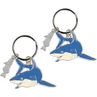 Nature Planet Sleutelhanger witte haai - 2x - metaal - 5 cm - Dieren cadeau - Kinderen