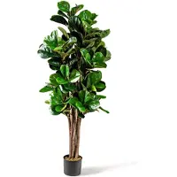 Costway 1,5 m kunstvijgenboom, kunstplant, kunstboom, decoratieplant, kamerplant met bloempot, voor thuis en op kantoor, als decoratie, groen