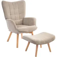 4Goodz Homcom oor-fauteuil met voetenbank ribfluweel optiek -