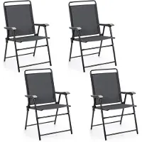 Costway Set van 4 tuinstoelen, klapstoelen met armleuningen, inklapbare balkonstoelen met ademende stof, terrasstoelen voor balkon, tuin, achtertuin