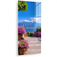 MuchoWow Glasschilderij 80x160 cm - Schilderij acrylglas - Lake Como - Italië - Landschap - Foto op glas - Muurdecoratie woonkamer - Wanddecoratie slaapkamer - Schilderijen