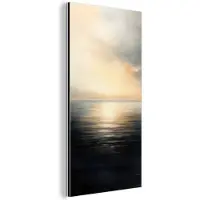 MuchoWow Aluminium schilderij 20x40 cm - Wanddecoratie metaal - Zon - Horizon - Zee - Metalen muurdecoratie woonkamer - Decoratie industrieel - Foto op dibond - Industriële accessoires slaapkamer