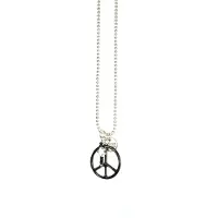 Heaven Eleven KIDS - Meisjes - ketting - ballchain - rvs - zwart - peace - bone