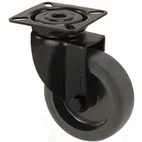 Online Deurbeslagshop Zwenkwiel zwart met bevestigingsplaat 50 mm