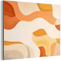 MuchoWow Aluminium schilderij 160x120 cm - Wanddecoratie metaal - Oranje - Abstract - Kunst - Metalen muurdecoratie woonkamer - Decoratie industrieel - Foto op dibond - Industriële accessoires slaapkamer