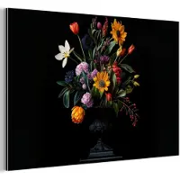 MuchoWow Aluminium schilderij 30x20 cm - Wanddecoratie metaal - Zonnebloemen - Boeket - Kleurrijk - Metalen muurdecoratie woonkamer - Decoratie industrieel - Foto op dibond - Industriële accessoires slaapkamer