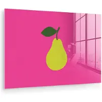 MuchoWow Glasschilderij 180x120 cm - Schilderij acrylglas - Illustratie - Fruit - Peer - Groen - Foto op glas - Muurdecoratie woonkamer - Wanddecoratie slaapkamer - Schilderijen