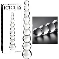 Icicles No. 2 - glazen dildo met bolletjes - transparant