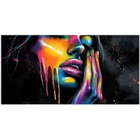 PosterMonkey Poster 150x75 cm - Vrouw - Gezicht - Verf - Kunstzinnig - Posters - Kamer decoratie - Wanddecoratie woonkamer - Muurdecoratie slaapkamer