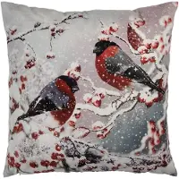 Clayre & Eef Kussenhoes 45x45 cm Grijs Polyester Vogels