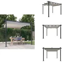 vidaXL Paviljoen met uitschuifbaar dak, 3x3 meter, crème - Paviljoenen & feesttenten