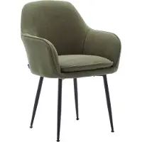 Sweeek Kaki corduroy fauteuil met matzwarte metalen poten, B 57 x D 59 x H 84,5