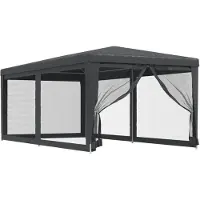 The Living Store De Living Store partytent met 6 mesh zijwanden, antraciet kleur, 3x6 meter, gemaakt van HDPE