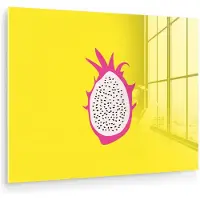 MuchoWow Glasschilderij 40x30 cm - Schilderij acrylglas - Illustratie - Drakenvrucht - Kleurrijk - Foto op glas - Muurdecoratie woonkamer - Wanddecoratie slaapkamer - Schilderijen