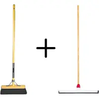 Synx Store Synx Tools Paardenhaar 29cm + Vloertrekker Kunststof 45cm met Steel 150cm – Zaalveger – Vloerreiniger – Natuurrubber – Zachte binnenbezem met steel 120cm