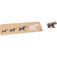 Nienhuis MONTESSORI Kinderpuzzel Olifanten - Houten speelgoed - Houten puzzel - Olifanten puzzel - Educatief speelgoed - Houten dieren speelgoed - 4 stukjes - Vanaf 2 jaar