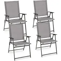 Costway Set van 4 tuinstoelen, klapstoelen met weerbestendige stof, balkonstoelen met armleuningen, terrasstoelen voor tuin, achtertuin en balkon