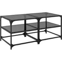 The Living Store Salontafels 2 st met zwart glazen blad 50x50x45 cm staal - Salontafel - Salontafels - Bijzettafel - Banktafel