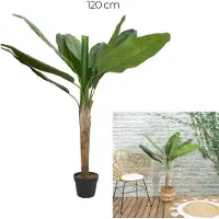 WDMT Kunst Bananenplant 120 cm – Realistische Musa Palm in Pot – Tropische Kunstplant voor Binnen & Buiten – Onderhoudsvrije Nepplant / Kunstboom - Sierplant – Groen